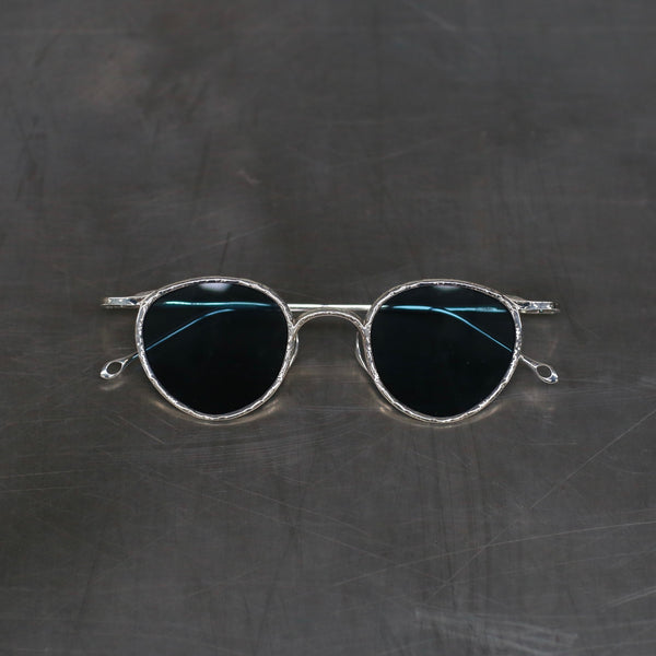 Rigards x Ziggy Chen RG1939 embossed frame glasses, RG-RG1939AG-CYLP, sterling silver frame with blue lenses